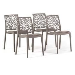 RATTATAN Lot de 4 chaises en polypropylène avec coussin, empilables, design moderne pour cuisine, salle à manger, bar ou restaurant – Anna – Tau_0