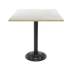 Restootab - Table style bistrot 70x70cm marbre paros chants laiton - blanc TB-VRS-7070M-MB.PAR-LAI_0