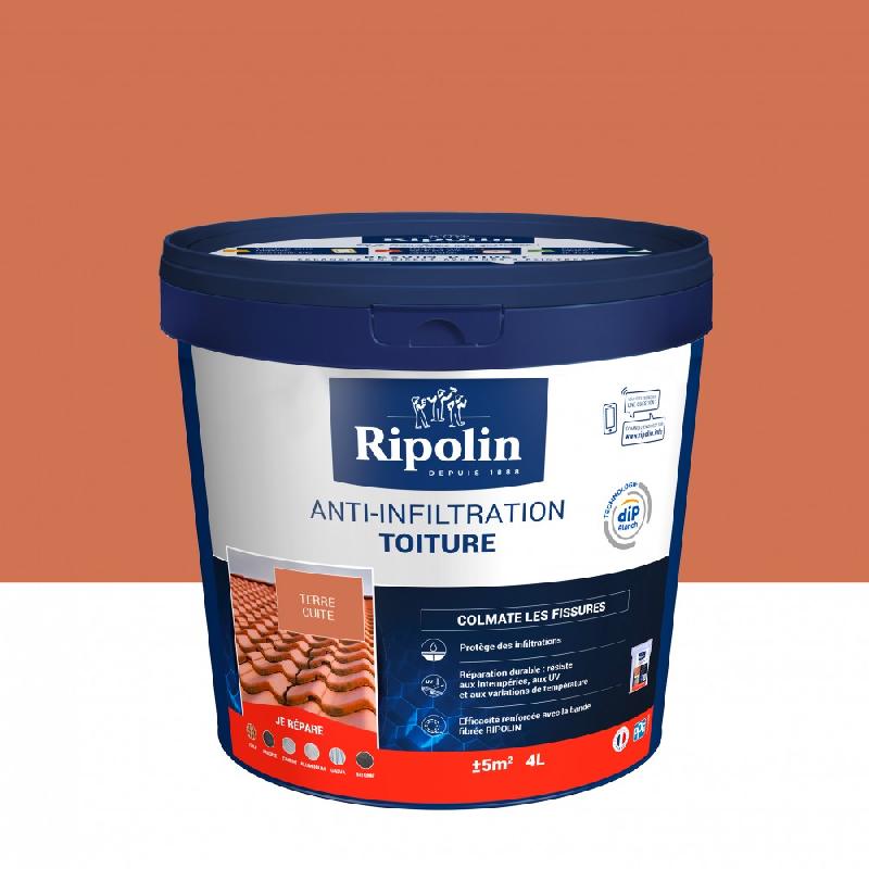 Revêtement d'étanchéité toiture, RIPOLIN anti-infiltration terre cuite 4 l_0