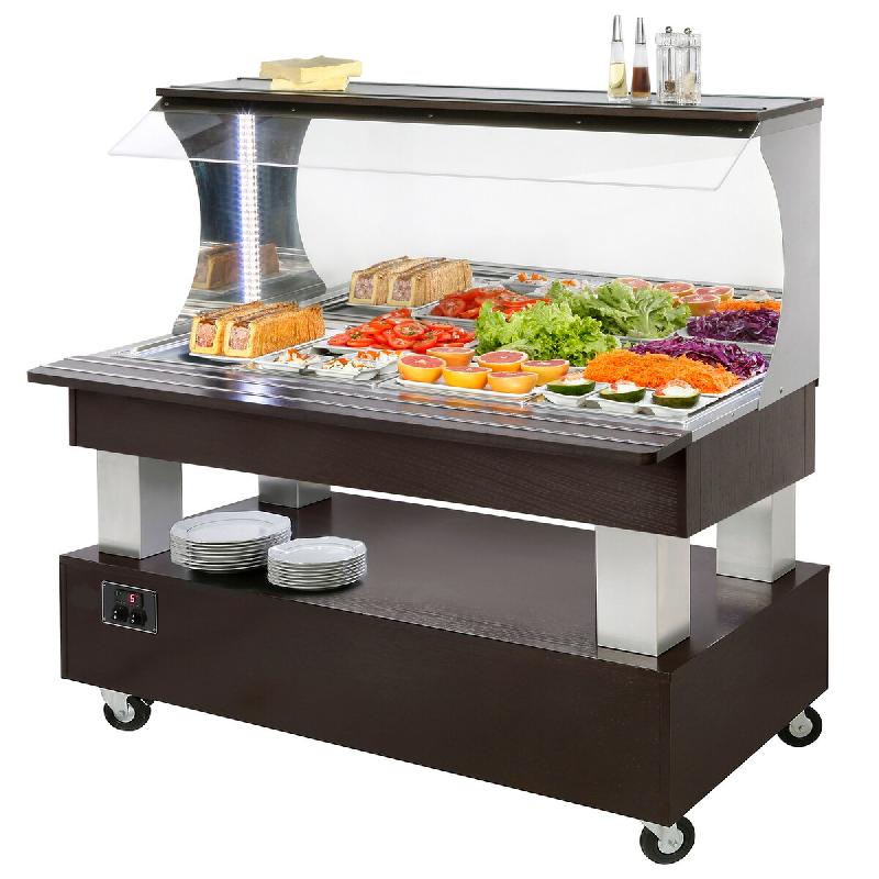 Roller Grill Salad'bar mural réfrigéré 4 x GN 1/1, wenge, SBM 40 F Roller Grill - Bois massif SBM 40 F_0