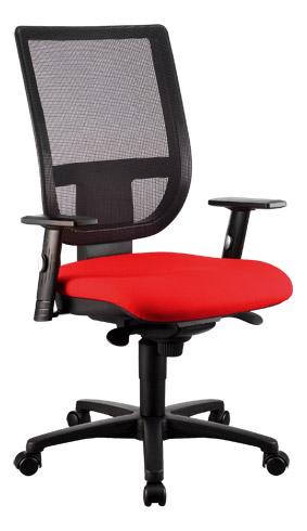 CHAISE DE BUREAU NAO TISSU ET MAILLE ROUGE - DOSSIER HAUT SANS ACCOUDOIRS - MÉCANISME SYNCHRONE - PIEDS NOIR