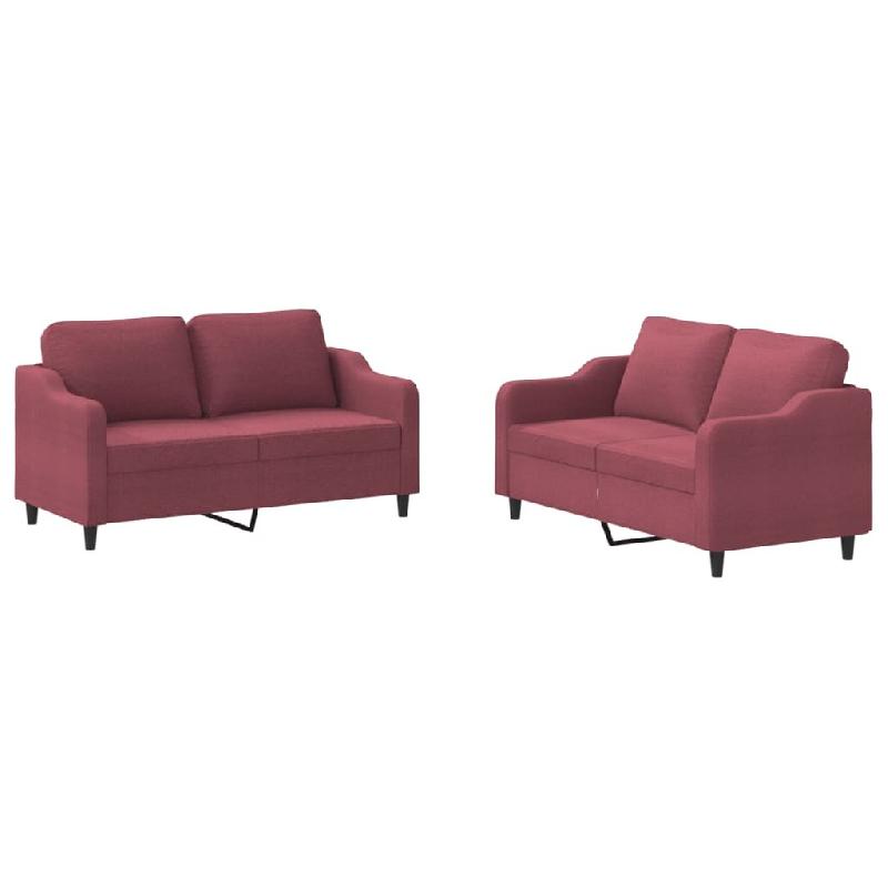 VidaXL Ensemble de canapés 2 pcs avec coussins Rouge bordeaux Tissu Modèle Helios Riviera - 3201808_0