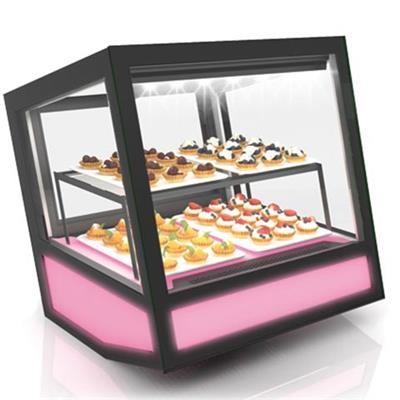 Vitrine réfrigérée de présentation cubique à poser base avec rétro illuminée et RGB QBO Sayl - SANS étagères_0