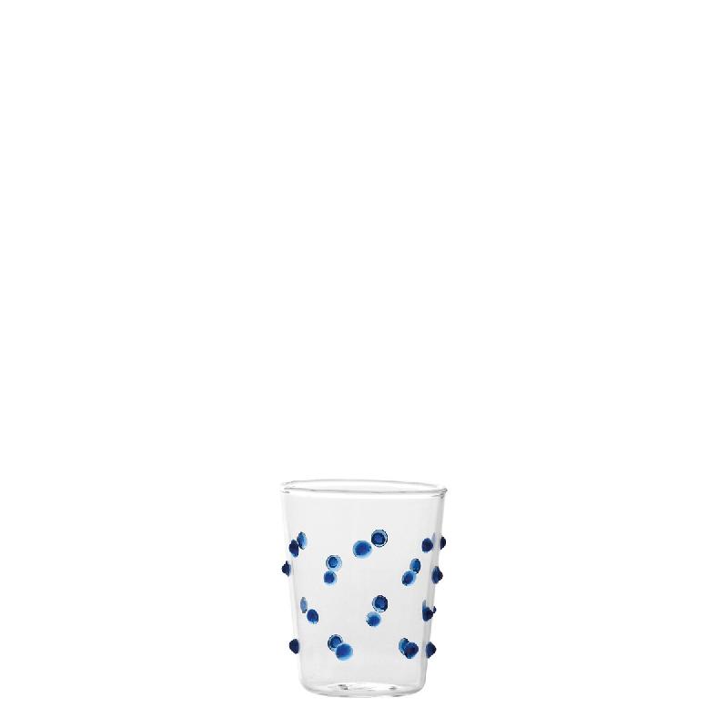 Zafferano Lot de 6 Verres Party Tumbler Junior en Verre Borosilicaté Bleu avec Décoration à Pois Faits à la Main, Résistants aux Chocs Thermiques_0