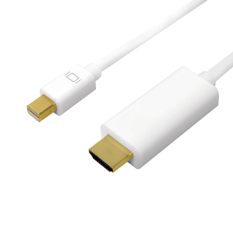 LOGILINK CV0124 - Câble Mini DisplayPort vers HDMI 3 m - Blanc - Connecteurs mâles plaqués or - DisplayPort 1.2_0
