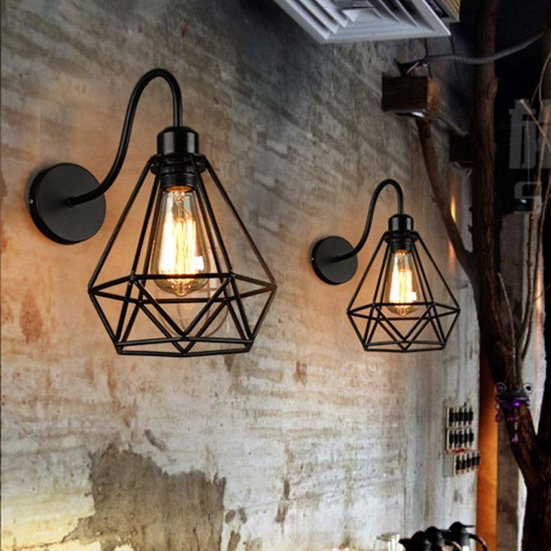 Applique Murale Industrielle Rétro Avec Abat-jour Parapluie - Métal Et Bois - Sans Ampoule - Noir - Pour Salon, Chambre