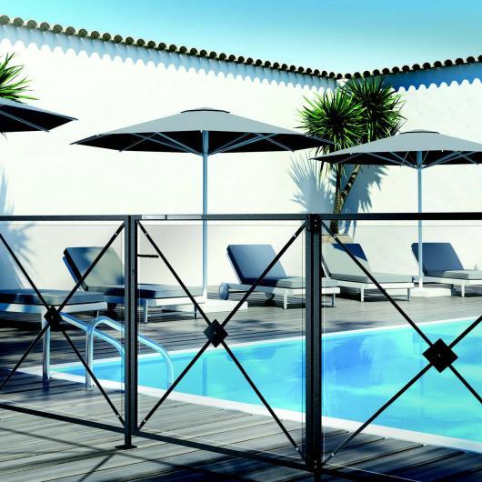 Barrière de protection pour piscine - Régence avec panneaux plexiglas 6mm et serrure sécurisée_0