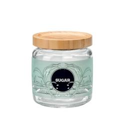 Bocal avec couvercle 0,75 l en bambou décor sucre -  Vert Rond Verre Bormioli Rocco - vert 8004360093346_0