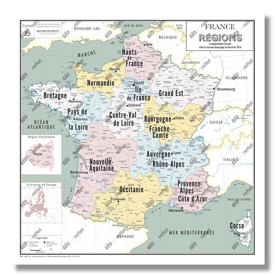 Carte De France À Gratter -70X42Cm - Poster À Gratter Les Régions &  Départements