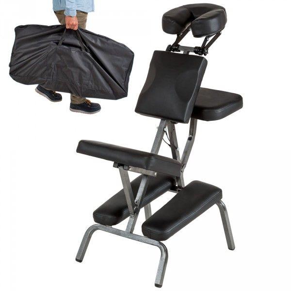 Chaise de massage rembourrage épais noir avec housse - Cuir textile haute qualité - Dimensions compactes et ajustables_0