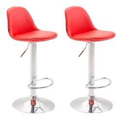 CLP Lot de 2 tabourets de bar Kiel en Similicuir Rouge - rouge 304559_0