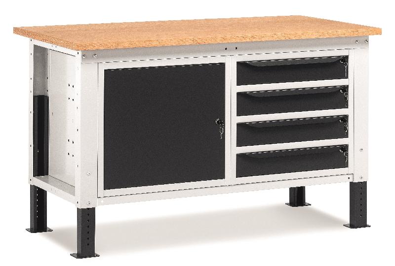 Établi métallique Fortis n°4 - L.1500 mm - Plateau bois hêtre 30 mm - Charge 1000 kg_0