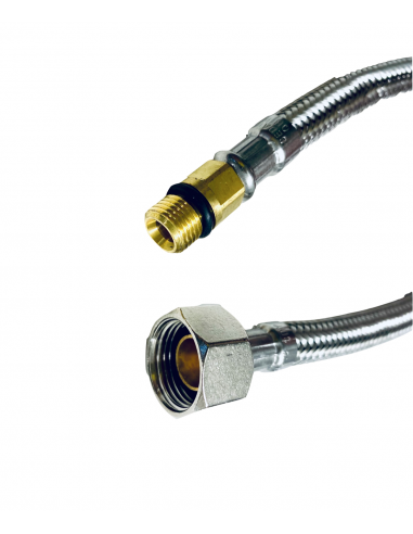 Flexible de robinet (lot de 2) - Tuyau de raccordement inoxydable en acier inoxydable 304 - Longueur totale 37 cm - Pression max 10 Bar_0