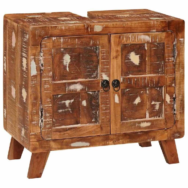 Helloshop26 - Armoire de salle de bain moderne rangement avec 2 étagères 60 x 33 x 55 cm en bois de récupération marron 02_0058084 - 3000240393419_0