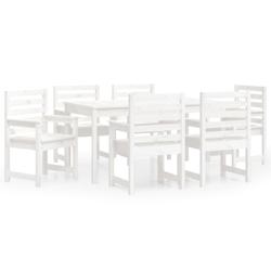 Helloshop26 - Ensemble à dîner salon de jardin meuble d'extérieur 7 pièces blanc bois massif de pin 02_0014338 - 3000132951536_0