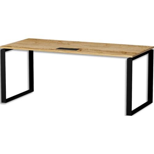 Mt international bureau droit l160xp67 plateau chêne brut et pieds o noir_0