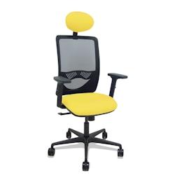 Piqueras y Crespo Silla Zulema sincro malla negra asiento bali amarillo brazos 2D ruedas 65mm cabecero - jaune multi-matériau 390SM840B100B2DB68R65C_0