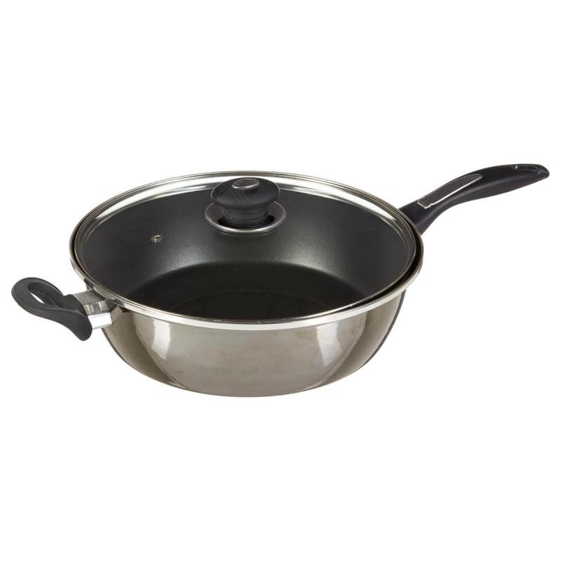 Sauteuse en acier Tradition 28cm noir - Paris Prix - Compatible tous feux et revêtement cuisson saine_0