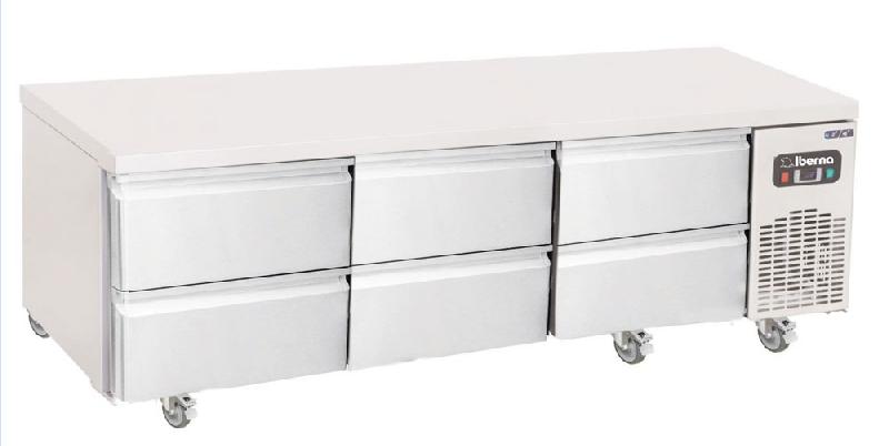 Soubassement inox positif tropicalisé - 6 tiroirs - groupe à droite - 280L - UGN3 - Meuble réfrigéré_0