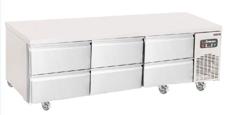 Soubassement inox positif tropicalisé 6 tiroirs avec groupe à droite 280l - UGN3_0