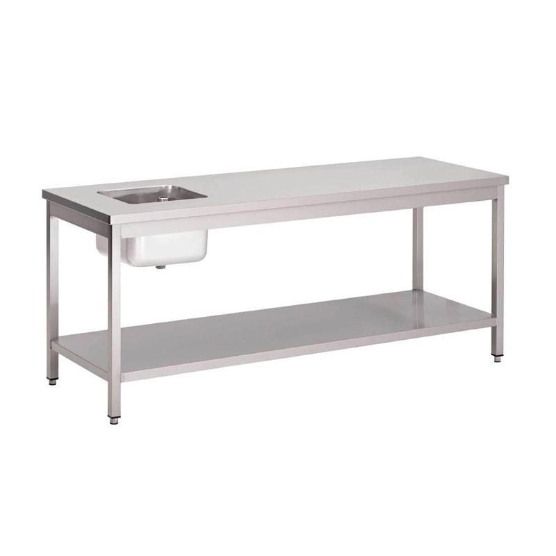 Table du chef inox avec étagère basse 2000 x 700 x 850mm - GN142_0