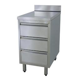 Vaiotec EASYLINE Armoire à tiroirs 700 avec 3 tiroirs, rebord inclus - argenté inox 10182_0