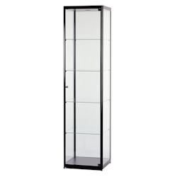 Vitrine colonne noire éclairée 50x50x200cm - verre trempé, 4 étagères réglables, serrure et LED - SARAZINO Vitrines_0