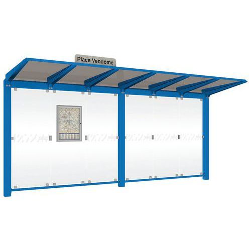 ABRI BUS VENISE 5 M SANS BARDAGES LATÉRAUX - BLEU 5010 - PROCITY