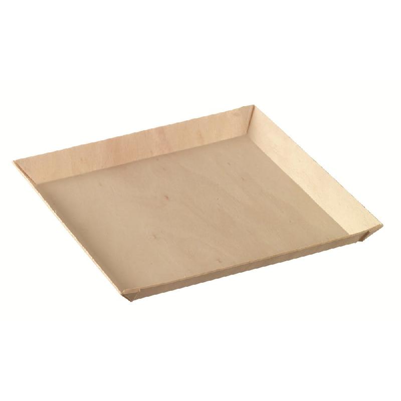 Assiette carrée Quartz bois laminé papier cuisson naturel 16x16x1,6cm - par 200_0