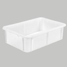Bac alimentaire en plastique - coins arrondis 600 x 400 mm - 30L - Blanc - robuste et empilable_0