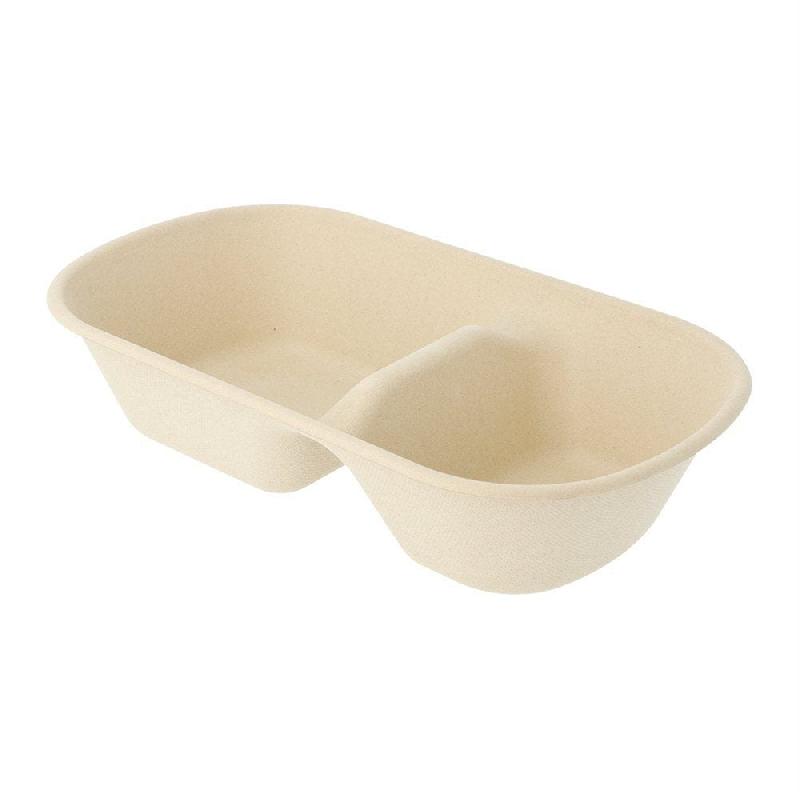 Barquette bagasse naturel 2 compartiments 1000cc 22x12,9x6,85cm - par 500_0