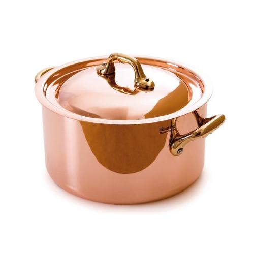 Bassine à ragoût avec couvercle Mauviel M'150b - cuivre intérieur inox bilaminé - diamètre 24 cm_0