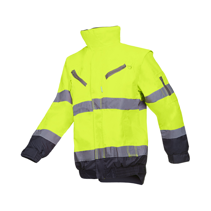 Blouson de pluie HV CAMPBELL avec manches amovibles - PCBFHV10-JM-XS - Sioen - Polyester enduit PU SIOPOR® Ultra - Jaune/Marine ou Orange/Marine_0