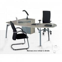 Bureau d'angle avec convivialité et caisson - Gamme ROCK 3 - Mobel Linea - Piètement en métal original_0