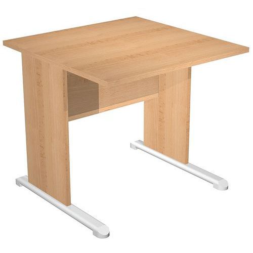 BUREAU DROIT PIEDS L FAST - 80 CM - HÊTRE - HÊTRE/ALU