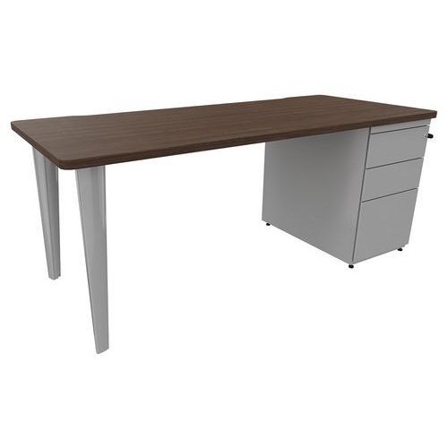 BUREAU EVIDENCE 180X80 NOYER CAISSON PORTEUR/PIED ALU - VINCO