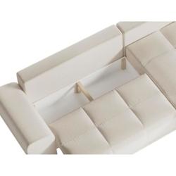 Canapé d'angle convertible   CABELLO en tissu beige avec coffre et coutures bombées LOUNGITUDE_0