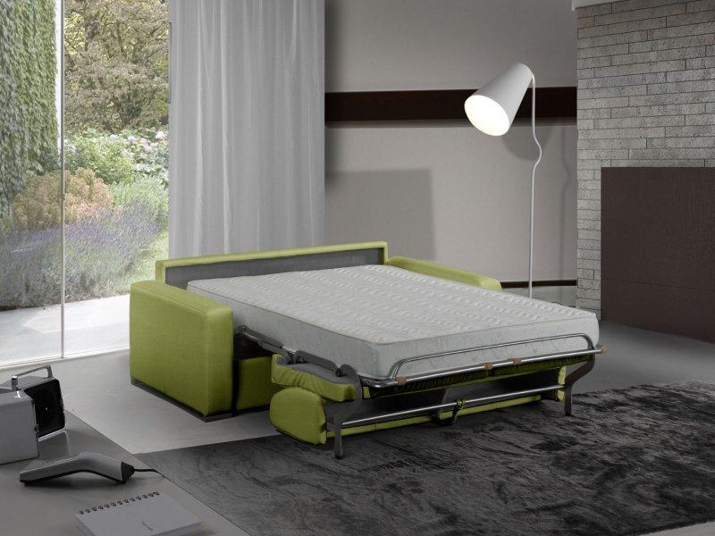 Canapé lit 3 places MASTER convertible ouverture express 140x200 cm - Tweed cross vert - Matelas mousse visco-élastique 18 cm inclus_0
