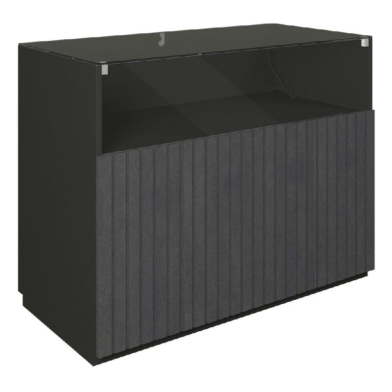 Comptoir vitrine côté bois Vertigo T03 MDF noir et noir 120x60x93cm_0