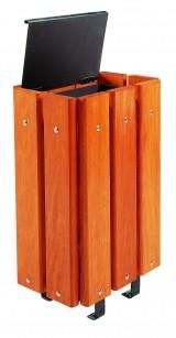 Corbeille publique Bilbao - 30 litres en bois exotique avec option couvercle_0