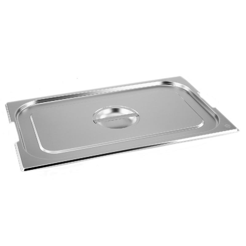 Couvercle GN Gastronorm 1/1 avec évidement pour poignée tombante en acier inoxydable GVK ECO - argenté inox GN-1/1-Var-D+FG_0