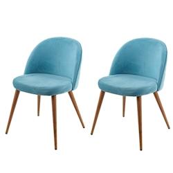 Décoshop26 - Lot de 2 chaises de salle à manger tissu velours bleu en bois style rétro CDS04419 - bleu 3000410025102_0