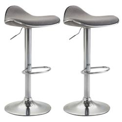 Décoshop26 - Lot de 2 tabourets de bar assise ergonomique en tissu gris clair pied en trompette en métal 10_0004411 - gris 3000252089942_0