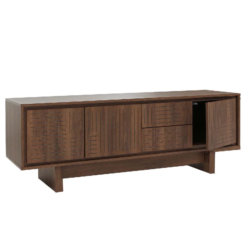 Décoshop26 - Meuble TV avec tiroirs et rangements avec façades structurées 51,5 x 150 x 39,5 cm mélaminé marron 04_0009390 - marron 3000267461245_0