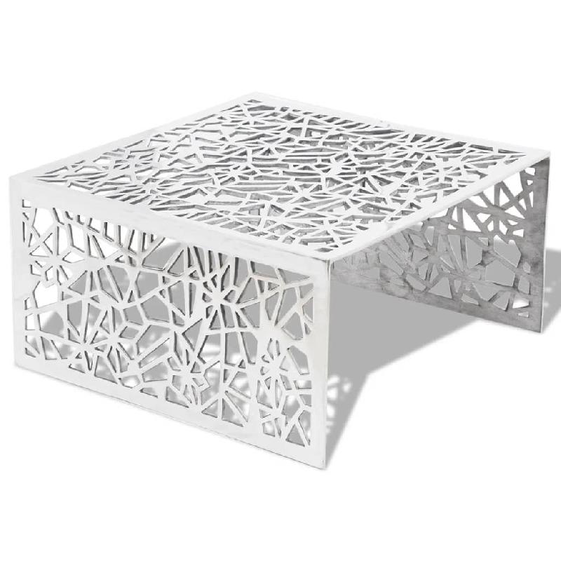 Décoshop26 - Table basse carrée design en aluminium ajouré – finition argentée – 69 × 69 cm DEC037316 - argenté aluminium 3000263218324_0