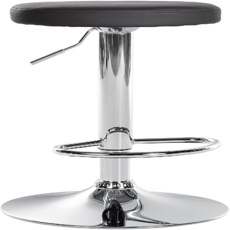 Décoshop26 - Tabouret de bar x1 design simple hauteur réglable revêtement en PVC noir pieds en métal aspect chromé 10_0006397 - noir métal 30002_0