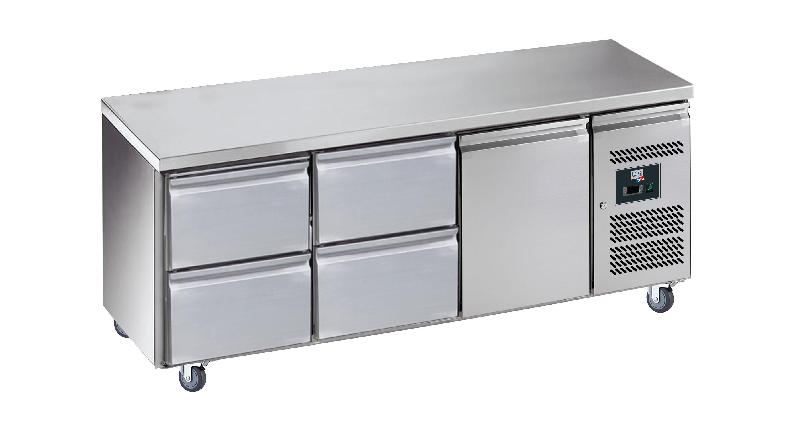 Desserte réfrigérée inox centrale -2/+8°c avec 1 porte et 2x2 tiroirs - PGN3140TN_0