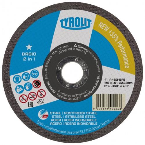 DISQUE À TRONÇONNER BASIC 2 EN 1 MOYEU PLAT - POUR L'ACIER/INOX - 125 MM - 1,6 MM TYROLIT