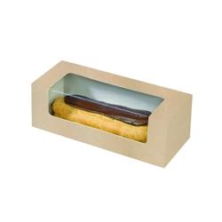 ECOLOMIQUE - 50 Pcs - Boîte carton à fenêtre PET - 150x60 mm, Hauteur: 50 mm, Idéal pour éclair et macaron - ECO210CCLAIRK - marron en carton ECO_0