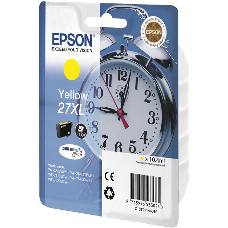 EPSON 27XL 'RÉVEIL' CARTOUCHE D'ENCRE ORIGINALE GRANDE CAPACITÉ DURABRITE ULTRA (C13T27144012) - JAUNE